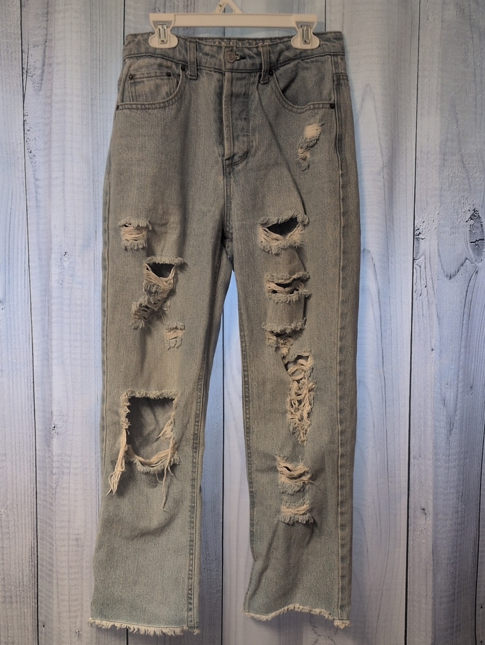 Vanilla Star Light Gray Distressed Relaxed Jeans